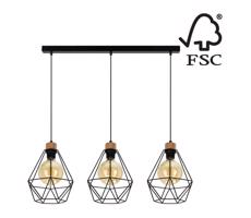 21822304-Luster na lanku DIAMENT 3xE27/60W/230V dub– FSC certifikované