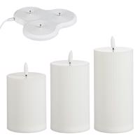 Kaarsen wit 7.5cm incl. LED oplaadbaar set van 3 - Donner