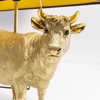 KARE Cow Gold stolová lampa s ľanovým tienidlom