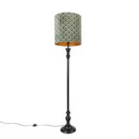 Klasická stojaca lampa čierna s odtieňom páv design 40 cm - Classico