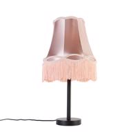 Klasická stolná lampa čierna s tienidlom Granny ružová 30 cm - Simplo