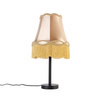 Klasická stolná lampa čierna s tienidlom Granny zlatá 30 cm - Simplo