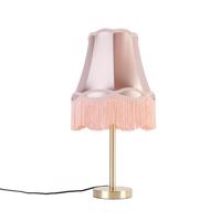 Klasická stolná lampa mosadzná s tienidlom Granny ružová 30 cm - Simplo