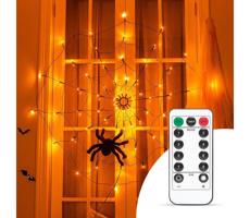 LED Dekoračná reťaz HALLOWEEN LED/5V/8 funkcií pavučina + diaľkové ovládanie