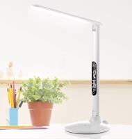 LED lampa na písací stôl Success s hodinami, biela