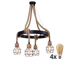 LED Luster na lanku ROPE ALEGRA 4xE27/10W/230V