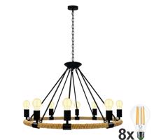 LED Luster na reťazi ROPE ARTHUR 8xE27/6W/230V