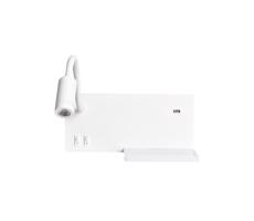 LED Nástenné svietidlo SHELF 1xLED/4W+1xLED/5W+1xLED/2W/230V + USB port biela