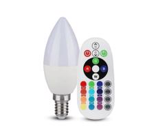 LED RGB Stmievateľná žiarovka E14/4,8W/230V 4000K + diaľkové ovládanie