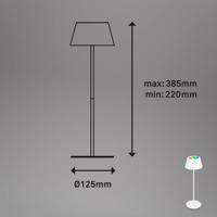 LED stolová lampa Kiki s dobíjacou batériou RGBW, biela