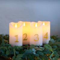 LED sviečka Sara Advent 4ks výška 12,5cm biela/zlatá