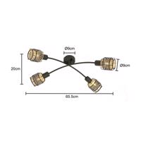 Lindby Eudoria stropné svietidlo 4-pl čierna/zlatá