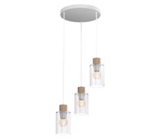 Luster na lanku MADERA 3xE27/60W/230V biela/drevo