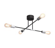 Luster na tyči FLAME 4xE27/60W/230V čierna/lesklý chróm