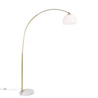 Moderná oblúková lampa z mosadze s bielym tienidlom - Arc Basic