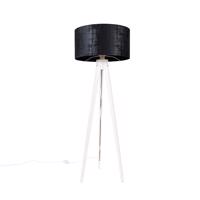 Moderná stojaca lampa statív biela s čiernym zamatovým odtieňom 50 cm - Tripod Classic