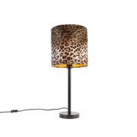 Moderná stolná lampa čierna s tienidlom leopard 25 cm - Simplo