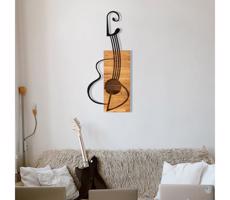 Nástenná dekorácia 39x93 cm gitara drevo/kov