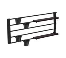 Nástenná polica s kvetináčmi a LED osvetlením SHELF 50x118 cm čierna/borovica