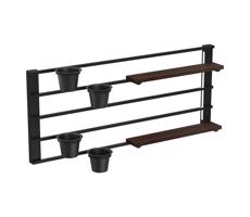 Nástenná polica s kvetináčmi a LED osvetlením SHELF 50x118 cm čierna/hnedá