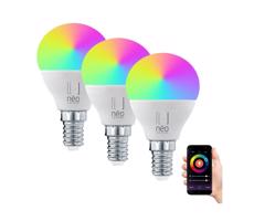 NEO LITE SMART sada 3x žárovka LED E14 6W RGB+CCT barevná a bílá, stmívatelná, Wi-Fi, P45, TUYA