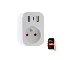 Neo  NEO 07772L- Inteligentná rozbočovacia zásuvka 16A/230V + 2xUSB+1xUSB C Wi-Fi Tuya