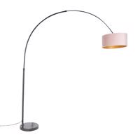 Oblúková lampa čierny zamatový odtieň ružová so zlatom 50 cm - XXL