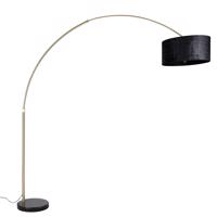 Oblúková lampa mosadz s čiernym látkovým tienidlom 50 cm - XXL