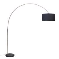 Oblúková lampa oceľový tienidlo z látky čierne 50 cm - XXL