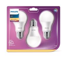 Philips SADA 3x LED Žiarovka Philips A60 E27/8,5W/230V 2700K