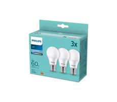 Philips SADA 3x LED Žiarovka Philips A60 E27/8W/230V 6500K