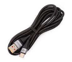 Pletený USB kábel USB-A / USB-C konektor 18W 2m čierna