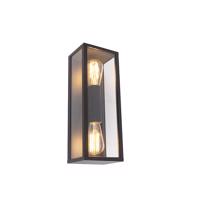 Priemyselná nástenná lampa čierna 38 cm 2-žiarovka IP44 - Charlois