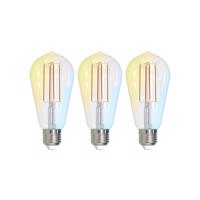 Prios Smart LED, E27, ST64, 7W, ZigBee, Tuya, číra, sada 3 ks