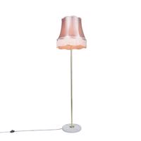 Retro stojaca lampa mosadz s odtieňom Granny ružová 45 cm - Kaso