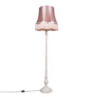 Retro stojaca lampa sivej farby s ružovým odtieňom Granny - Classico