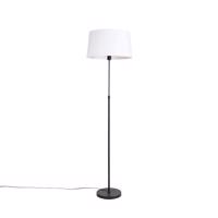 Stojacia lampa čierna s bielym ľanovým tienidlom nastaviteľná 45 cm - Parte