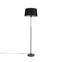 Stojacia lampa čierna s čiernym ľanovým tienidlom nastaviteľným 45cm - Parte