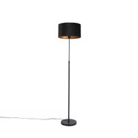 Stojacia lampa čierna s velúrovým odtieňom čierna so zlatom 35 cm - Parte