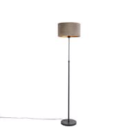 Stojacia lampa čierna s velúrovým odtieňom tupá so zlatom 35 cm - Parte