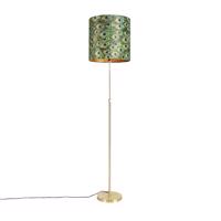 Stojacia lampa zlatá / mosadz s velúrovým odtieňom páv 40/40 cm - Parte