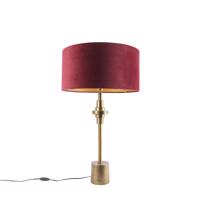 Stolná lampa Art Deco bronzový zamatový odtieň červená 50 cm - Diverso