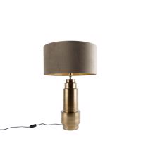 Stolná lampa bronzová s tienidlom z velúru taupe so zlatom 50 cm - Bruut