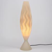 Stolná lampa Koral z organického materiálu, ľan, 65 cm