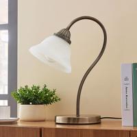 Stolná lampa Mialina, E27, sklo, alabastrová biela, výška 42 cm