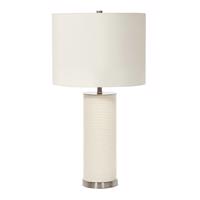 Stolová lampa Ripple, textil a porcelán, biela