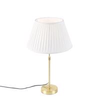 Stolová lampa zlatá / mosadz s nariaseným odtieňom krémová 35 cm - Parte