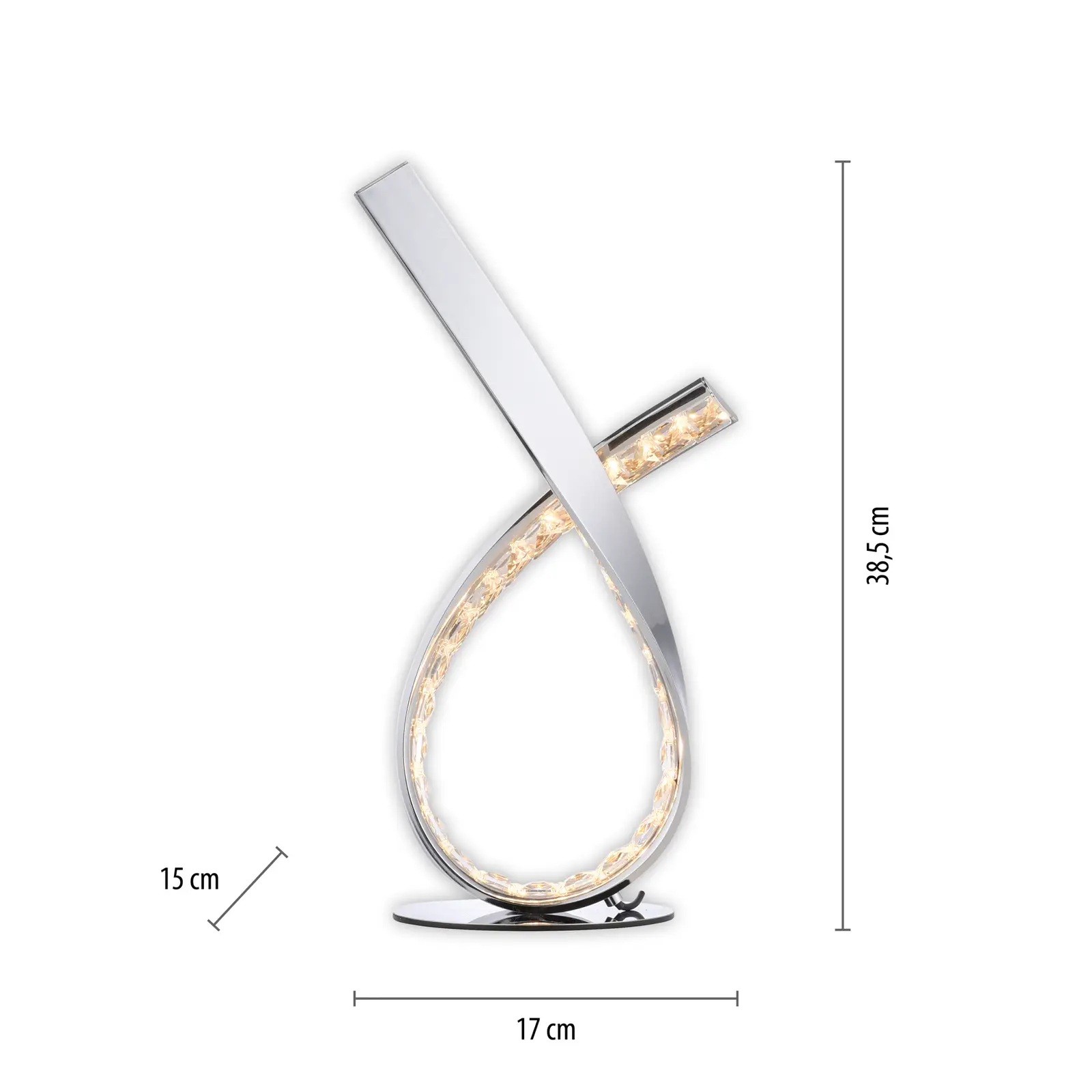 Stolová LED lampa Brilla, stmievateľná, chróm