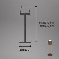 Stolová LED lampa Kiki batéria 3 000K, hnedá/zlatá