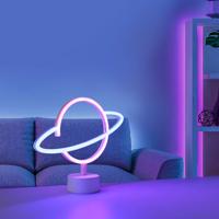 Stolová LED lampa Neon Saturn napájanie na batérie